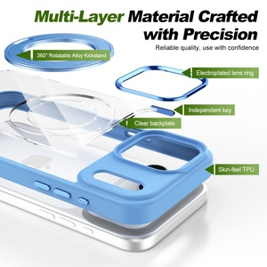 เคสโทรศัพท์แม่เหล็กใสขั้นสูงสำหรับ iPhone 18 17 Pro Max แบบ 360 องศา °   ขาตั้งวงแหวนโลหะ ปุ่มสัมผัส AI ฝาหลังป้องกัน - Product Image 3