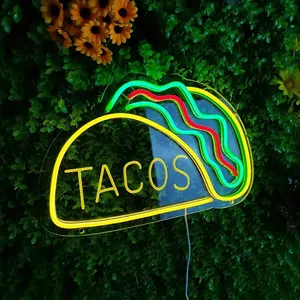 Harga grosir kualitas tinggi tanda dekorasi pencahayaan kustom led Tacos berbentuk tanda neon untuk dekorasi pernikahan