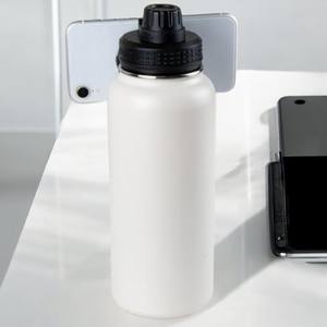 Bouteille d'eau isolée en acier inoxydable avec gobelets thermiques personnalisables avec support pour téléphone portable - Product Image 5