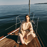 Robe Longue Bohème à Manches Longues et Dos Nu en Coton et Lin, Élégante et de Haute Qualité pour Femme