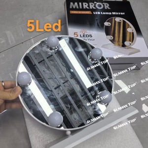 Hollywood Glam Round Vanity <b>Mirror</b> With Led Lights Touch Dimmable Charging Tabletop Home Use <b>Plastic</b> Frame - Product Image 2