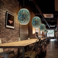 Lustre moderne nordique coloré en forme de feu d'artifice à l'intérieur d'un verre 3D, luminaires suspendus