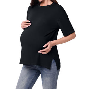 <span class=keywords><strong>T</strong></span>-<span class=keywords><strong>shirt</strong></span> de maternité vêtements enceintes écologiques <span class=keywords><strong>t</strong></span>-<span class=keywords><strong>shirt</strong></span> durable pour femmes à manches courtes personnalisé haut d'allaitement - Product Image 2