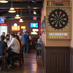 Esenciales para Fiestas: Tablero de Dardos Digital Comercial de Madera con 4 Juegos y 12 Dardos con 100 Puntas de Repuesto - OEM/ODM Disponible - Product Image 1