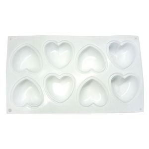 Moule en silicone 3D en forme de cœur à 8 cavités pour glaces, gâteaux, chocolats, savons, pour la pâtisserie - Product Image 3