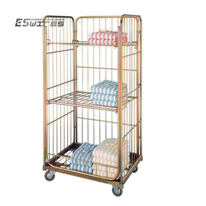 नेस्टेबल 4 पहियों स्टील फैक्टरी प्रत्यक्ष तह गोदाम तार माल रोलिंग कंटेनर ट्रॉली - Product Image 4