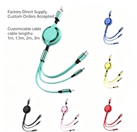 Kabel Pengisi Daya Retraktil 3-in-1 Kompak, Promo Panas, USB Tipe C, Pengisian Cepat untuk Android dan IOS