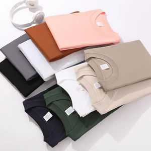 T-shirts pour hommes en coton imprimé uni de haute qualité, épaules tombantes, grande taille, t-shirt unisexe surdimensionné, poids lourd - Product Image 2