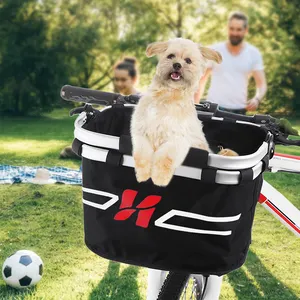 자전거 앞 바구니 접을 수있는 자전거 핸들 바 바구니 애완 동물 고양이 개 캐리어 가방 쇼핑 통근