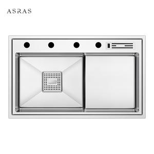 Asras-fregadero de cocina hecho a mano de satén, cuenco individual de acero inoxidable ss304, diseño moderno, buena calidad, 8048J-2 - Product Image 2