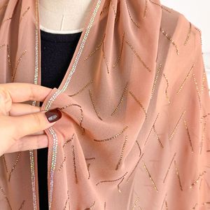 Fashion Lace Trim Chiffon Scarf With Rhinestone Luxury Solid <b>Shawl</b> <b>Wraps</b> Breathable Summer Scarf Factory Price - Product Image 4