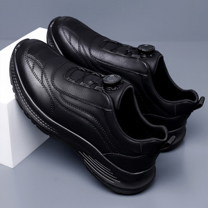 Zapatos de Cuero para Hombre, Punta Redonda, Cierre de Hebilla, Color Blanco Hueso, Suela Suave, Deportivos, Casuales, para Viajar y Correr - Product Image 2