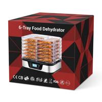 Déshydrateur alimentaire domestique à 6 plateaux avec minuterie numérique et contrôle de la température, certifié CE CB GS ETL SAA FDA LFGB RoHS REACH, sans BPA, pour snacks