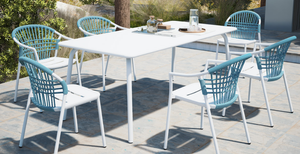 Set da Pranzo Moderno per Esterni per Hotel, in Lega di <span class=keywords><strong>Alluminio</strong></span> + Corda Intrecciata in Olefina (Adatta per Cuscini), Leggero e Impermeabile - Product Image 4