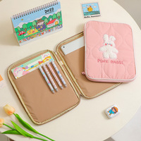 Sac pour ordinateur portable motif lapin de dessin animé pour filles et étudiants, housse pour ordinateur portable 13 pouces avec poche intérieure, sac pour ordinateur portable mignon