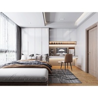 Meuble de chambre moderne sur mesure pour toute la maison : Armoire en pierre monobloc avec 2 tiroirs, lit tatami et bureau intégré