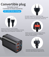 Chargeur PD 200W A+C 18W QC3.0 USB Type-C Adaptateur de Charge Rapide avec Prises US/EU/UK/AU Station de Charge de Voyage pour Appareils Photo Écouteurs