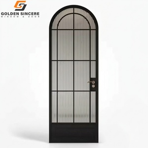 Porte française en verre arqué en aluminium moderne GS avec grille décorative pour séparateur de pièce intérieur de villa de luxe - Product Image 5