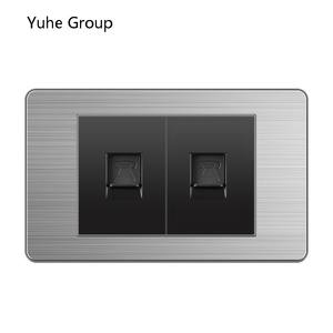 Prise murale universelle en aluminium brossé série 118, standard RJ45 RJ11, pour TV, LAN, satellite, ordinateur, prise et fiche avancées - Product Image 4