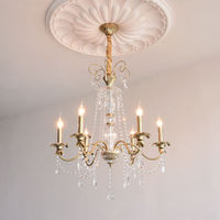 Lustre en cristal de luxe, lampe suspendue LED en forme de bougie pour salle de banquet de mariage, villa, salon, restaurant, chambre de princesse