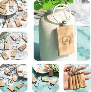 Llavero de Madera Maciza al por Mayor con Logotipo Grabado con Láser, Anillo Redondo para Llaves, Recuerdo Promocional, Etiquetas Personalizadas de Moda - Product Image 5
