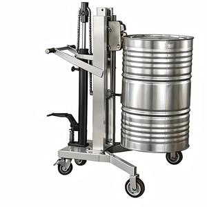 Chariot à fûts hydraulique à commande au pied en acier inoxydable, avec poignée de maintien stable pour fûts d'huile - Product Image 3