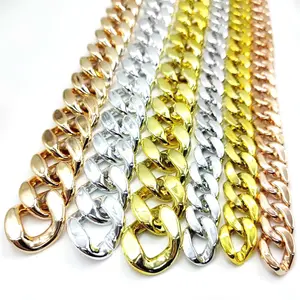 Plastic Handbag Chain Accessory Open Link Gold Plated Acrylic Chain for Bags