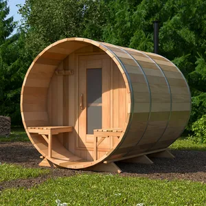 Canada Cedar/Hemlock Wood Large Fasssauna 6 persone Sauna a botte all'aperto a legna