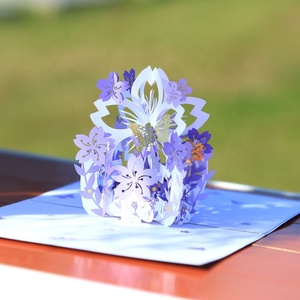 Tarjeta de felicitación 3d hecha a mano, <span class=keywords><strong>Sakura</strong></span>, cesta hueca, para boda, cumpleaños, Pop-Up - Product Image 5
