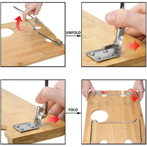 Creative Bamboo and Wood 4-Person Picnic <b>Table</b>, Square Wine Glass <b>Table</b>, Beach <b>BBQ</b> <b>Outdoor</b> Camping Portable Folding Wooden <b>Table</b> - Product Image 5