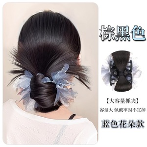 Peluca con moño de plumas y pinza floral para mujer, peinado con moño bajo, fácil de usar, una sola pinza, estilo instantáneo - Product Image 6