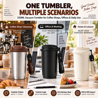 Gobelet isotherme Kingze personnalisé avec logo, 550 ml, en acier inoxydable 304, anti-fuite, pour café, vente en gros en vrac pour marques de cafés