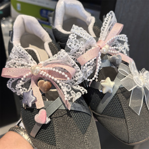 Nieuwe zoete kant strik sneakers schoenbedels afneembare hart ster schoenveters decoraties voor <span class=keywords><strong>ballet</strong></span> core stijl - Product Image 4