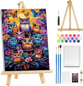1. Kit Artistico SONGWOO per Dipingere con i Numeri, Tema Animali, per Adulti e <span class=keywords><strong>Matematici</strong></span>, Set per Dipingere Gufo con i Numeri - Product Image 1