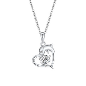 Collana da Donna in Argento Sterling 925 con Delfino e Zirconi 5A Placcata in Rodio, Gioiello di Alta Qualità - Product Image 2