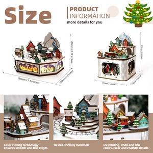 Decoraciones Navideñas Vintage de MDF Hechas a Mano con Luces LED, Adornos 3D para el Hogar, Decoración Navideña, Venta al por Mayor <span class=keywords><strong>2026</strong></span> - Product Image 6