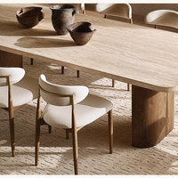 Chaise de salle à manger en bois massif de style minimaliste américain, chaise de bar en bois de style crème, chaise en tissu de style américain.