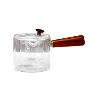 Handmade High Borosilicate Heat Resistant <strong>Glass</strong> <strong>Teapot</strong> with <strong>Glass</strong> Infuser and Wooden Handle - Product Image 5
