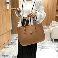 Nouveaux sacs fourre-tout en feutre tendance pour femmes, couleur unie, réutilisables, pour les voyages et les courses, avec bouton
