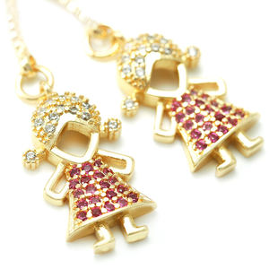 Nueva moda joyería de moda Niña colgante cristal rojo circón Collar chapado en oro - Product Image 2