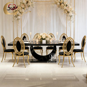 Banquet Hall Rectangle Iron Black Metal Wedding Dining <b>Table</b> for <b>Party</b> - Product Image 1