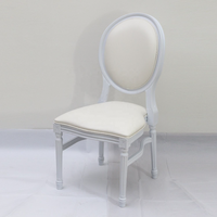 Chaise Louis à dossier rond blanc LUS-C006-Résine empilable pour sièges de restaurant durables