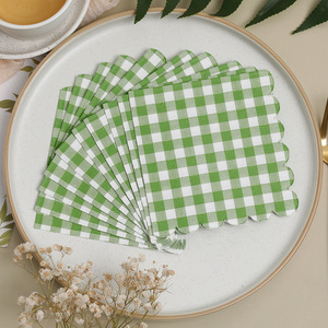Green Checkered Paper Napkins 25x25cm Three-Layer Disposable Birthday Party Use - Product Image 3