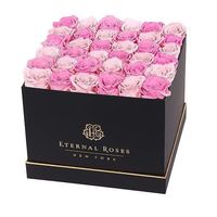 Boîte à fleurs en papier avec chapeau carré, logo personnalisé, cadeau en velours, avec tiroir, 15 pièces