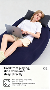 Wholesale Leisure Bedroom &amp; Living Room Playing <strong>Sleeping</strong> Rest U-shaped High Back Chair Lazy Sofa Couch Seat Bean Bag Chair Cover - Product Image 3