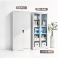 Armoire de rangement de bureau en métal avec portes en verre verrouillables et étagères réglables pour documents et dossiers