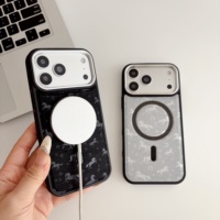 Étui de protection antichoc de luxe en TPU+PC avec anneau magnétique et estampage à chaud couleur unie pour 13/14/15/16/17 PRO MAX