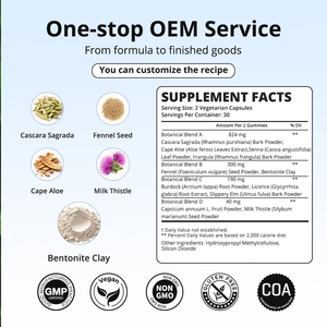 OEM ODM Cápsulas Vegetales Limpiadoras Mejoradas (60 unidades) Fórmula a Base de Plantas con Cardo Mariano, Semilla de Hinojo y Cascara Sagrada - Suplemento Dietético - Product Image 2
