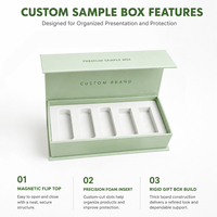Boîte d'échantillons magnétique vert clair de luxe, 5 compartiments, insert en EVA, logo personnalisé, emballage médical clinique Biocare