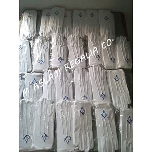 Guantes lisos de algodón blanco masónico con botón | Guantes de montar - Product Image 6